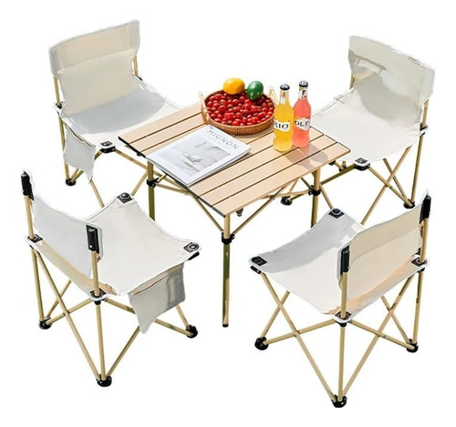 Set Mesa De Picnic + 4 Sillas Plegable