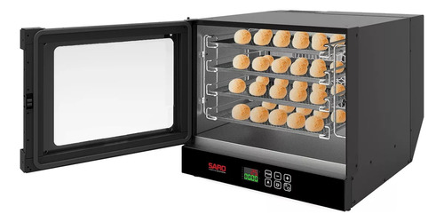 Forno De Bancada Digital Turbo Elétrico Com 4 Esteiras Preto