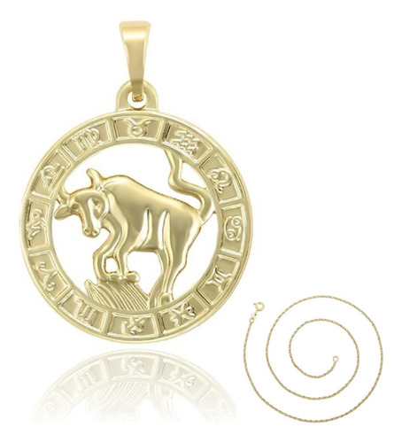 Dije Signo Zodiaco Tauro Oro Laminado Collar Horóscopo Mujer