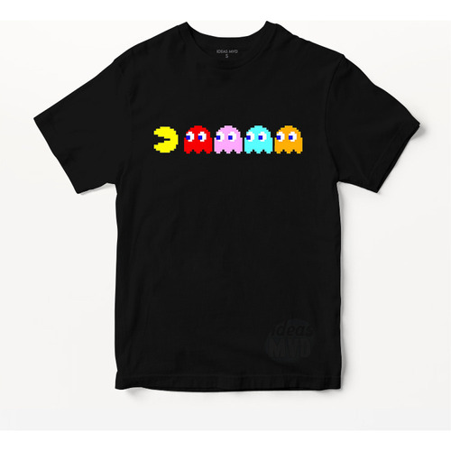 Remera Gamer Pacman (negra:) Ideas Mvd