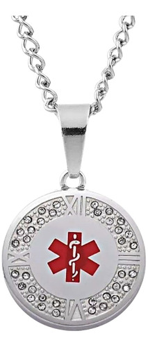 Collar Insignia Médica Alerta Id Acero Inoxidable Hombre