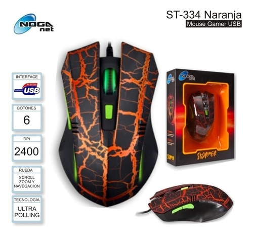 Mouse Gamer Noga Stormer Series St-334 2400 Dpi 6 Botones