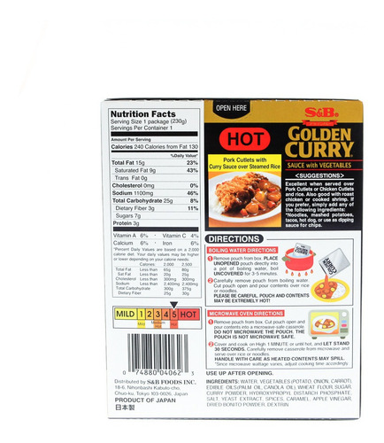 Golden Curry Sauce Mix Hot Picante Japones