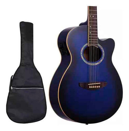 Guitarra Acustica Leonard Con Corte Caja Apx - Azul + Funda