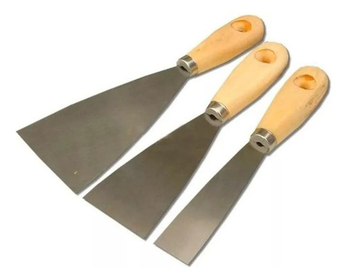 Espátulas Con Mango De Madera X3 Unidades Pintor Enduir