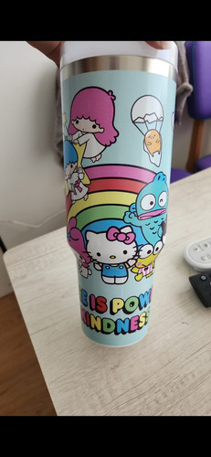 Vaso Térmico Hello Kitty Modelo 4 Verde Corazones