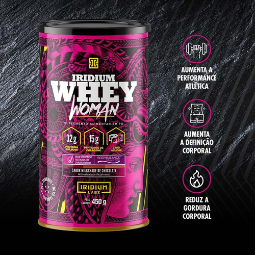 Kit Whey Protein Woman Body Collagen + Creatina Sabor Milkshake de Chocolate