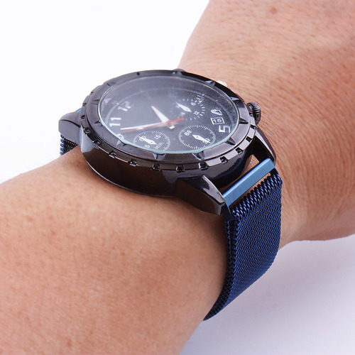 Correa Malla Acero Inoxidable Para Haylou Watch 2 Pro Azul 2.2 Cm