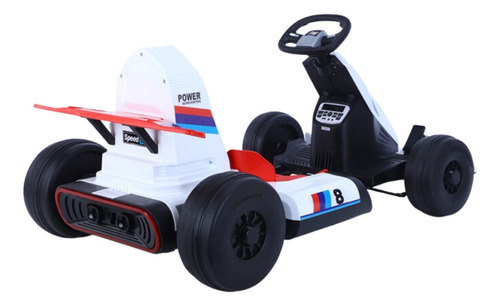 Mini Kart Elétrico Infantil 12v Com Controle Remoto Cor Branco