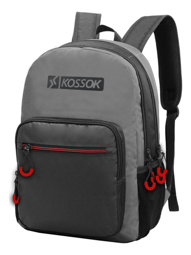 Mochila Kossok Berkley Reforzada Color Gris Diseño De La Tela Lisa