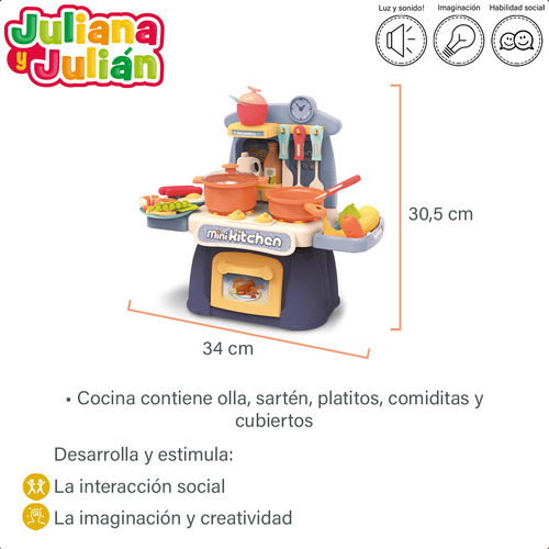 Mini Kitchen Juliana Y Julián Cocina De 23 Piezas Color Gris Gris