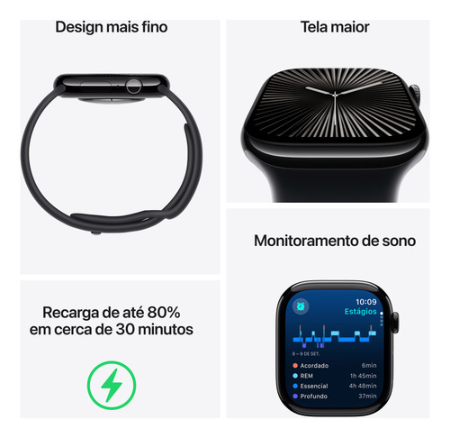 Apple Watch Series 10 GPS + Cellular • Caixa cor de ouro rosa de alumínio – 42 mm • Pulseira esportiva blush-clara – P/M - Excelente (Recondicionado)