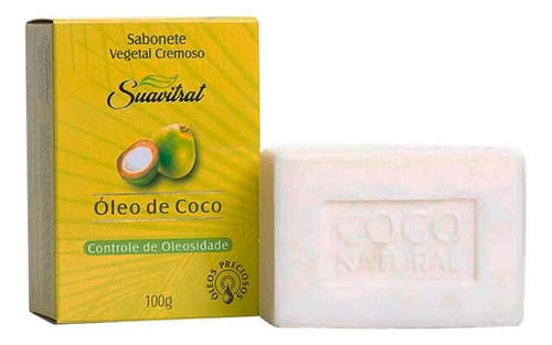 Kit 10 Sabonete Vegetal Cremoso Óleo De Coco Suavitrat 100g