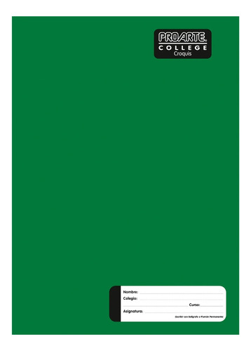 Cuaderno College Croquis 100 Hojas Color Verde