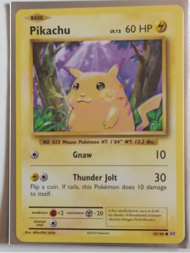 Carta Pikachu 2016 35/108 Pokémon 