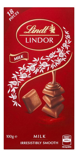 Lindt Lindor Barra Chocolate Con Leche 100grs (3 Piezas)