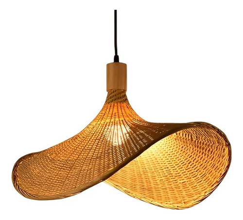 // Lâmpada De Teto Em Forma De Chapéu De Bambu De 30 Cm