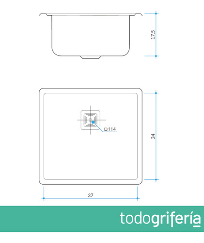 Pileta De Cocina Simple Acero 304 Johnson Quadra Q37