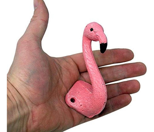 Pink Flamingo - Gancho De Pared De Hierro Fundido De 4 Pulga