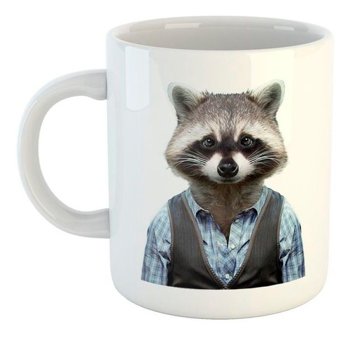 Taza De Ceramica Mapache Chistoso Animal Salvaje Raccoon