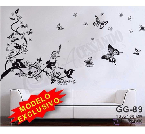 Adesivo Decorativo Papel Parede Flor Borboleta Exclusividade