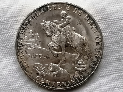 Mexico 5 De Mayo 1962 Puebla Medalla Plata  100% Autentica