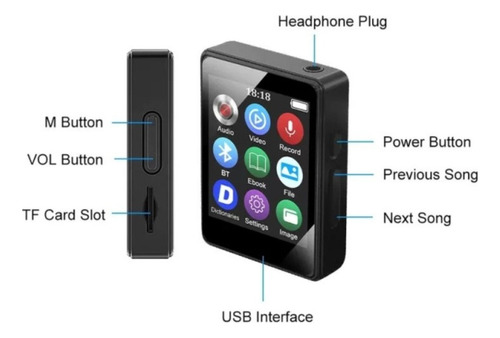 . Reproductor De Musica Mp3mp4 32g Bluetooth Con Pantalla