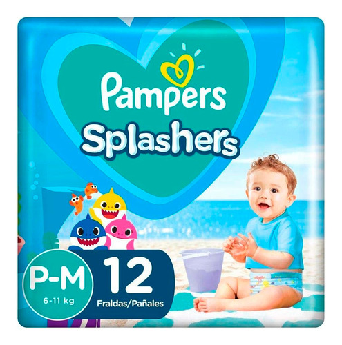 Pampers Splashers Piscina Fraldas Tamanho P/m 12 Unidades