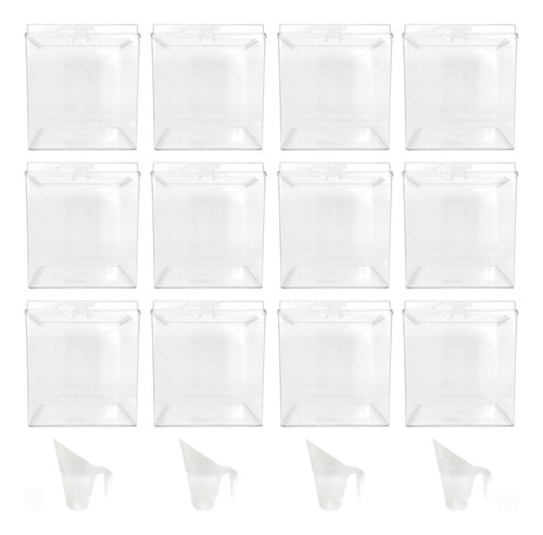 Kit 10 Potes Acrílico Quadrado C/ Tampa 7,4l + Conchas 300ml