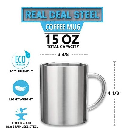 Tazas De Acero Inoxidable De Doble Pared: 100 % Libre De Bpa