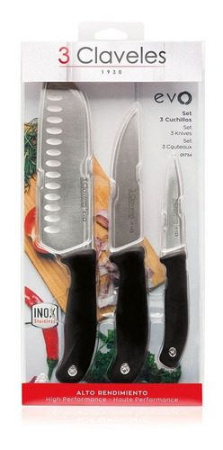 Set 3 Piezas Cocina Verd/chef/santoku Evo 3 Claveles