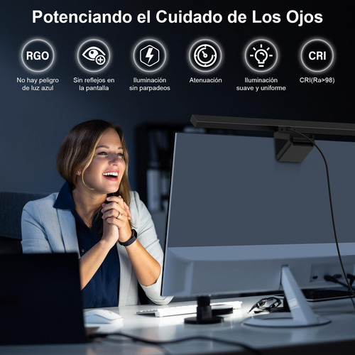 Lámpara De Monitor Led Usb Regulable Control Táctil Oficina
