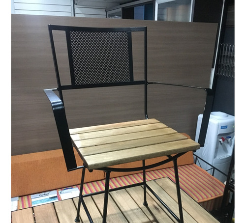 Imagen 4 de 9 de Sillon De Hierro Retro 40cm + Brazos Chapa Y Madera Deck