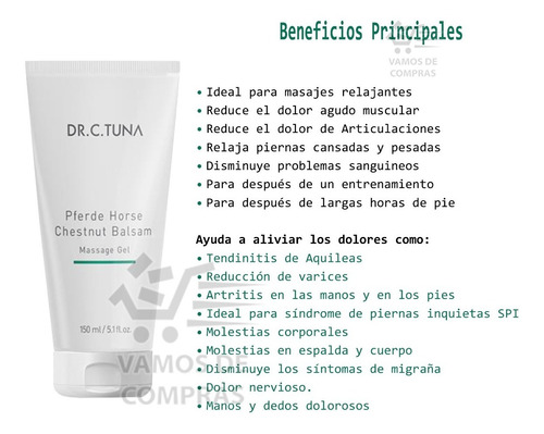Gel Para Masaje Dr C Tuna Con Te Verde Y Castaña De Indias