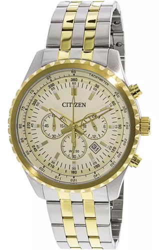 Reloj Hombre Citizen Dorado An8082 Crono Acero Wr 50 Promo