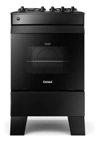 Fogão 4 Bocas Preto Consul Com Mesa Esmaltada - Cfo4zae
