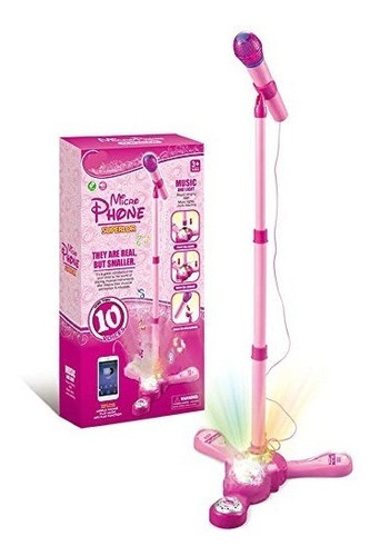 Micrófono Karaoke Infantil Con Mp3 Luces Y Pedestal