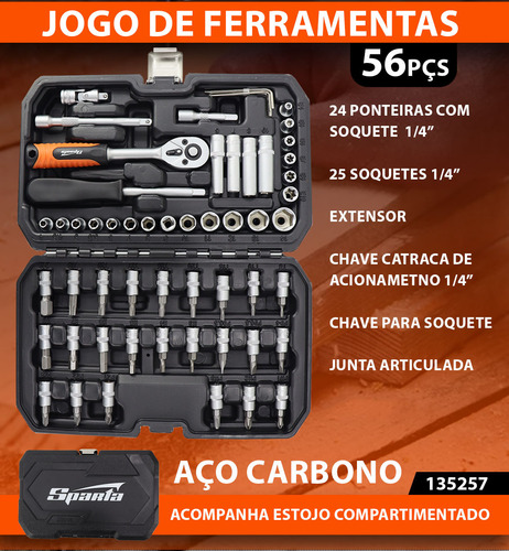 Kit Jogo De Soquetes Encaixe 1/4 Sextavado Com Bolsa Mtx