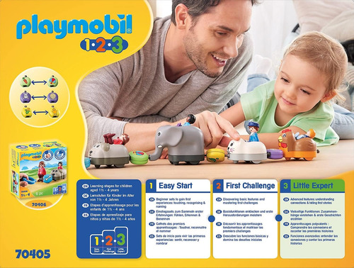 Playmobil 1.2.3 Tren Animales Elefante Pollo Gato 9pcs 70405 Tren De Animales
