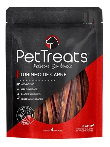 Petisco Natural P/ Cachorro Pet Treats Tubinho De Carne 4un