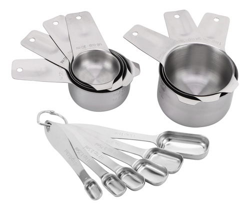 Juego De Cucharas Y Tazas Medidoras De Acero Inoxidable Para