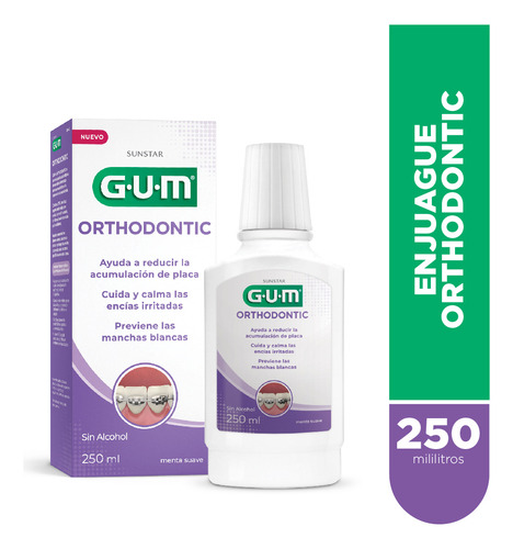Gum Enjuague Bucal Ortodoncia - Menta Suave X 250ml