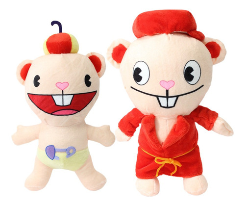 2pcs Happy Tree Friends Bear Pop Cub Muñeca Peluche Juguete