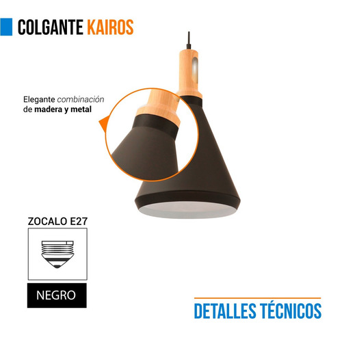 Lamparas Colgantes Leuk Kairos Nordico Madera Metal E27