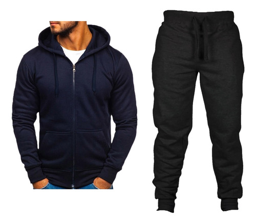 Conjunto Campera Canguro Algodon + Babuchas Unisex Gimnasio