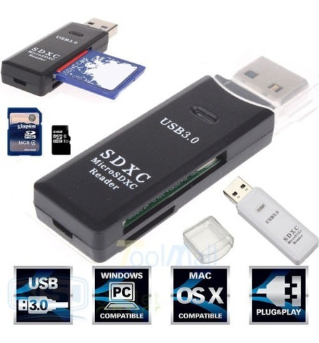 2 En 1 Usb 3.0 Alta Velocidad Micro Sd Tf Sdxc Memoria T-fla