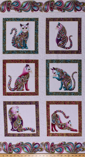 Panel Tela Algodon Blanco Diseño Gato Animal Mascota Gatito