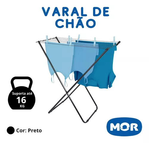 Varal de Chão Roupa Mor Casa Apartamento Dobrável Grande Aguenta 16kg  Decoração