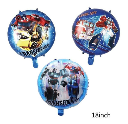 Imagen 2 de 3 de Pack 4 Globos Metalizados De Transformers