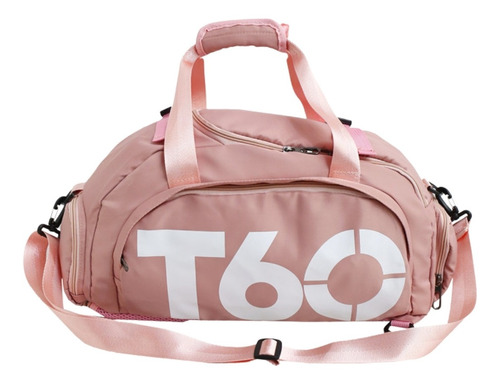 Bolsa Mala T60 Academia Bagagem Viagem C Bolso Impermeável Cor Rosa-claro Desenho do tecido Liso